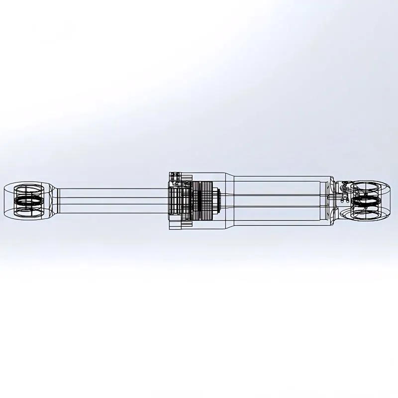 Excavator Hydraulic Cylinder 2D Line Engineering Drawing