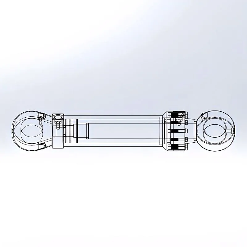Bulldozer Hydraulic Cylinder 2D Line Engineering Drawing