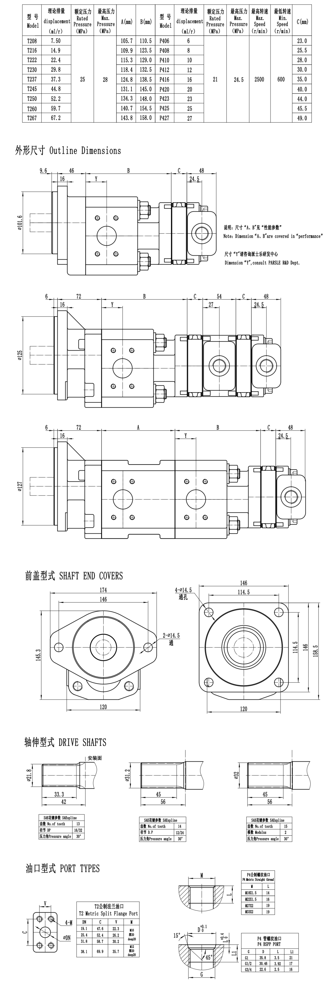 KC- Parsle-T2-P4-In-house brand-Two-stage cast iron high-pressure pump series gear pump